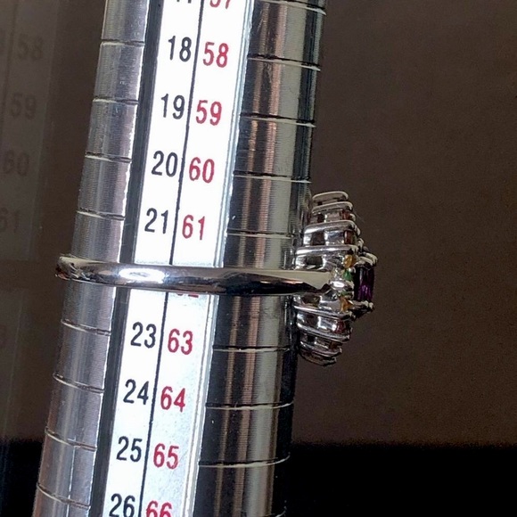 Sterling Silver Amethyst, Garnet, Peridot, Citrine Vintage Gemstone Ring Sz 10 - Picture 10 of 17